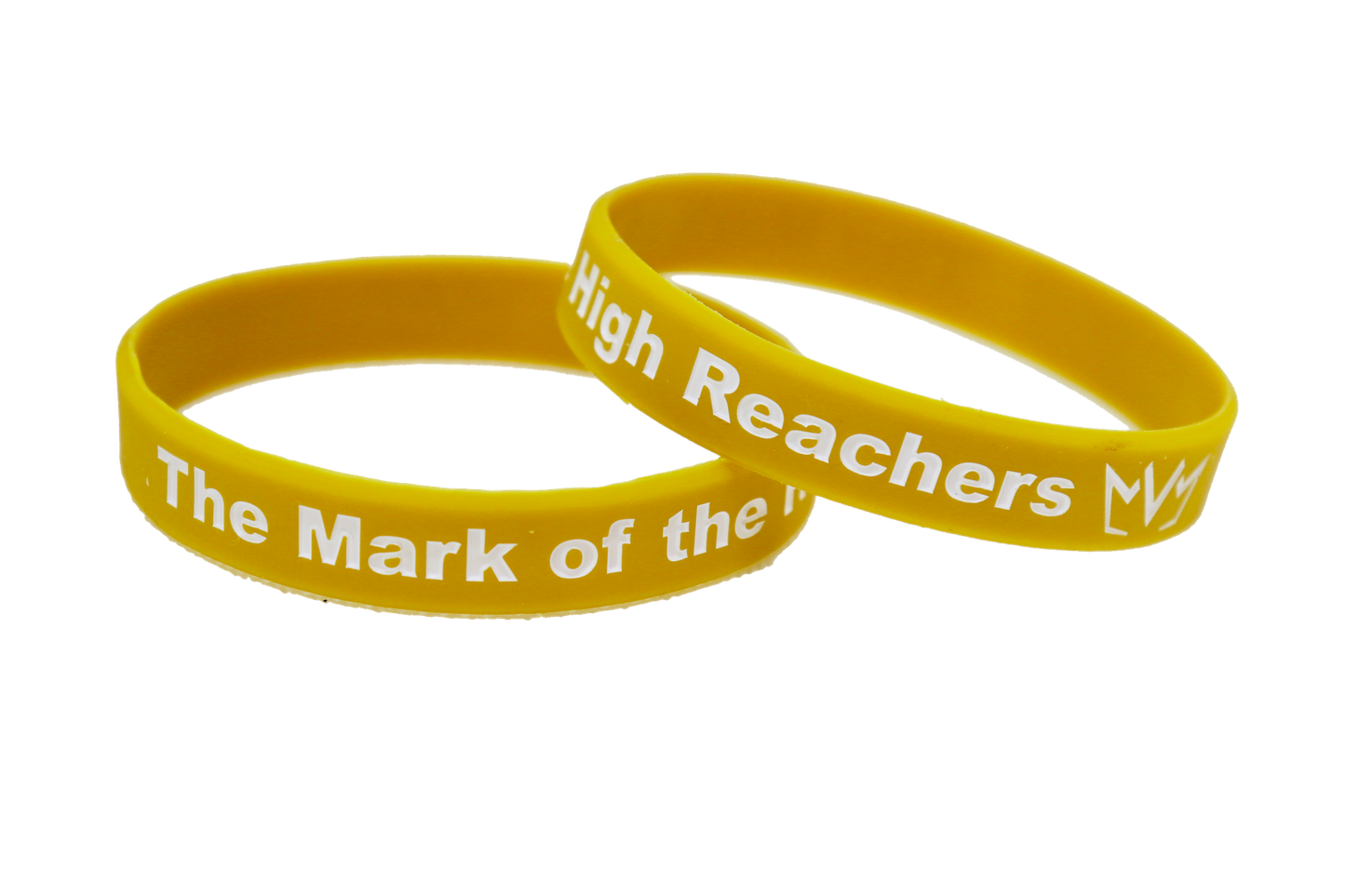 The Mark of the High Reachers Silicone Wristband in gold.