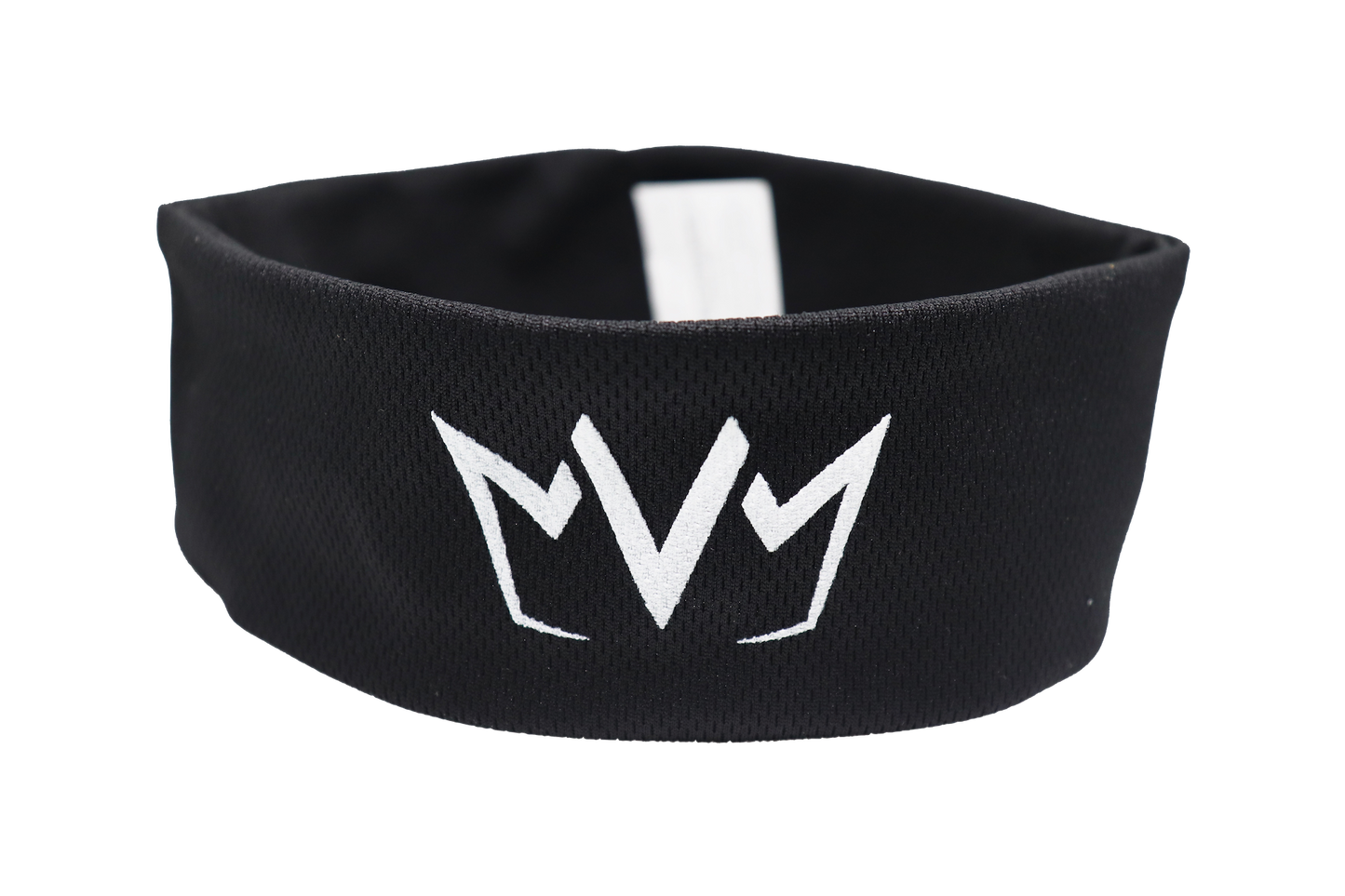 The front of the MVM Cooling Headband with the MVM Crown in the middle.