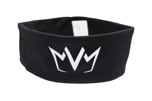 The front of the MVM Cooling Headband with the MVM Crown in the middle.