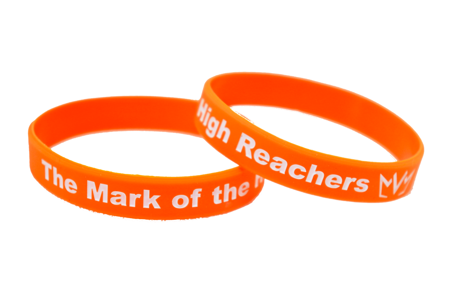 The Mark of the High Reachers Silicone Wristband in orange.
