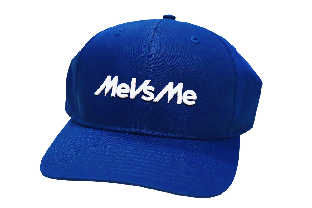 Royal blue MeVsMe Snapback with MeVsMe embroidered on the front.
