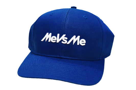 Royal blue MeVsMe Snapback with MeVsMe embroidered on the front.
