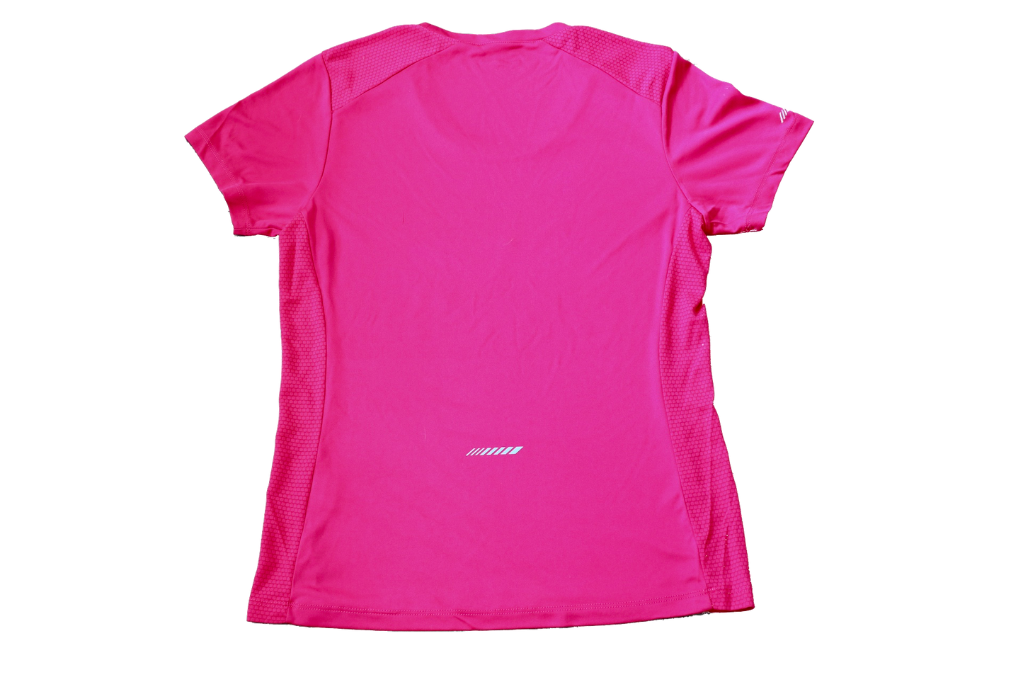 Backside view of the pink Women's MVM Performance Tee.