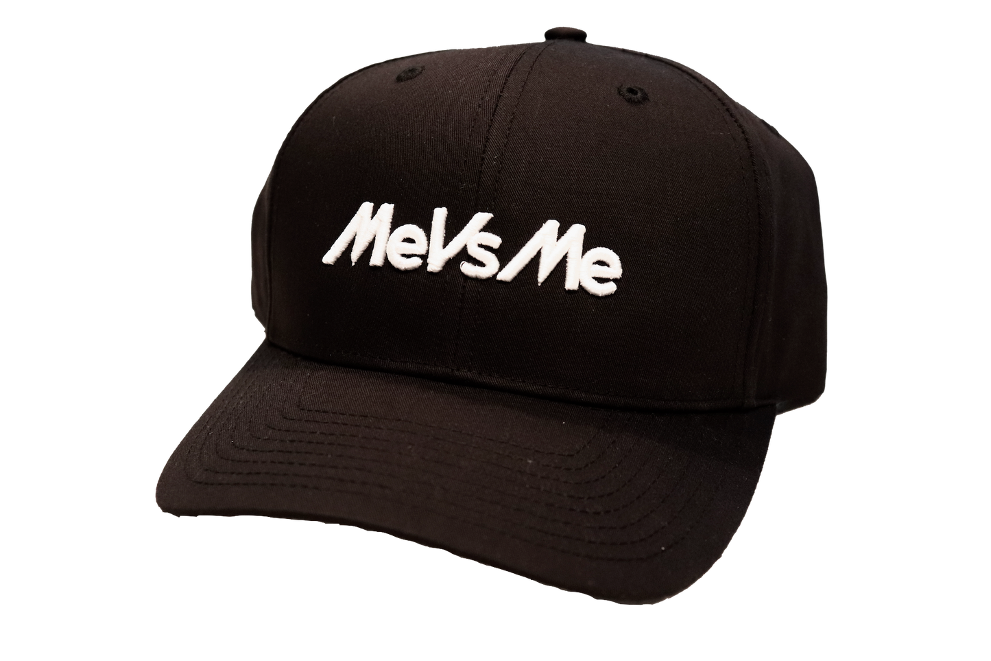 Black MeVsMe Snapback with MeVsMe embroidered on the front.