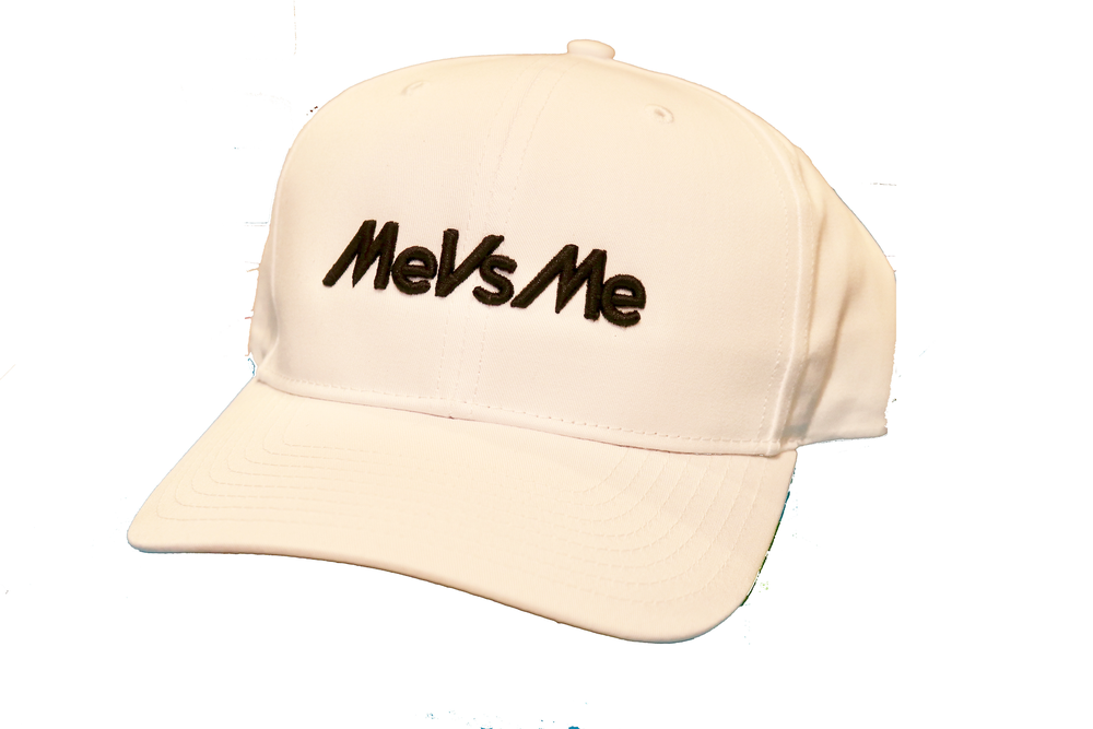 White MeVsMe Snapback with MeVsMe embroidered on the front.
